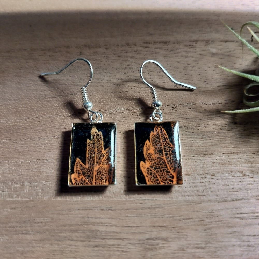 Pressed sage leaves earrings